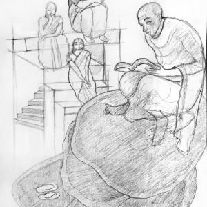 PENCIL DRAWING ON PAPER ARTPRINT