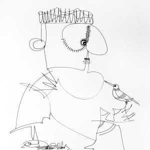 PEN DRAWING ON PAPER ARTPRINT