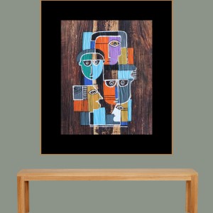 ORIGINAL ARTWORK ACRYLIC ON BANANA TRUNK