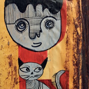 ORIGINAL ARTWORK ACRYLIC ON BANANA TRUNK