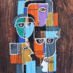 ORIGINAL ARTWORK ACRYLIC ON BANANA TRUNK