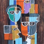 ORIGINAL ARTWORK ACRYLIC ON BANANA TRUNK